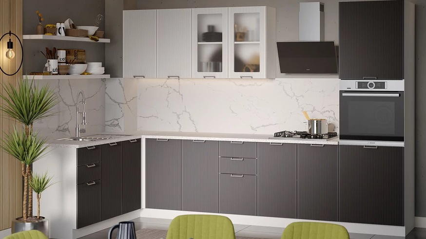 Кухонный гарнитур «Кимберли» №4 Белый, Сноу, Муссон Кухонный гарнитур «Кимберли» №4 Белый, Сноу, Муссон