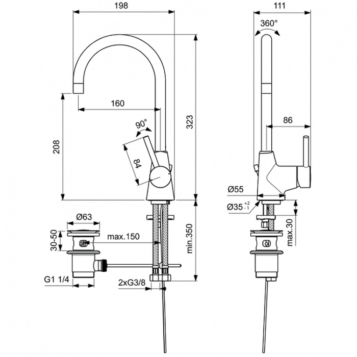 Смеситель для раковины Ideal Standard "Ceraline" BC195AA