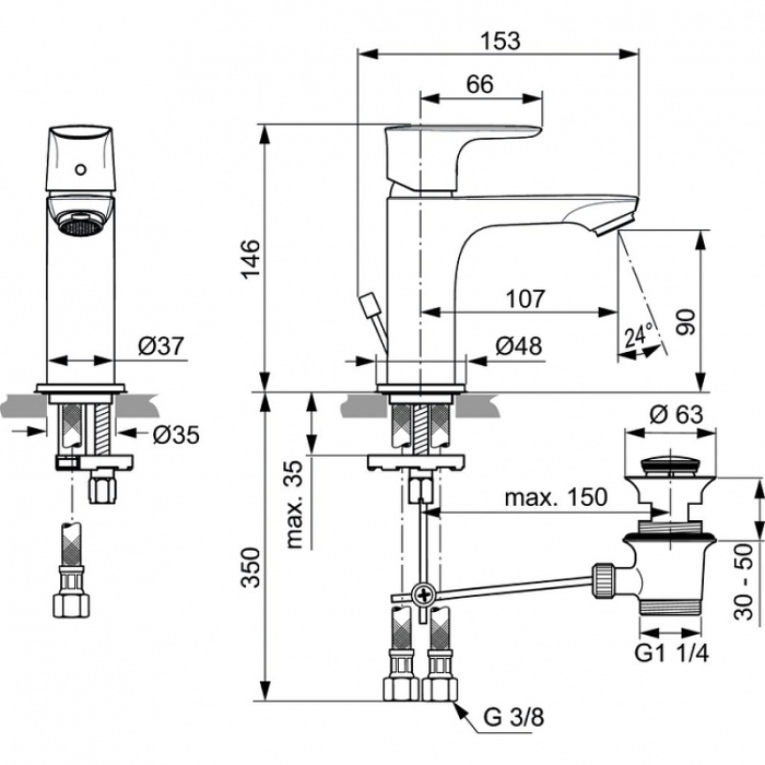 Смеситель для раковины Ideal Standard "Connect Air" A7007AA