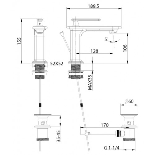 Смеситель для раковины Lemark "Mista" LM6406WG