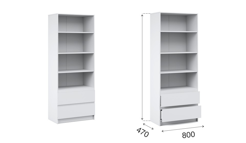Стеллаж 2 ящика "Оникс вайт" Белый Стеллаж 2 ящика "Оникс вайт" Белый