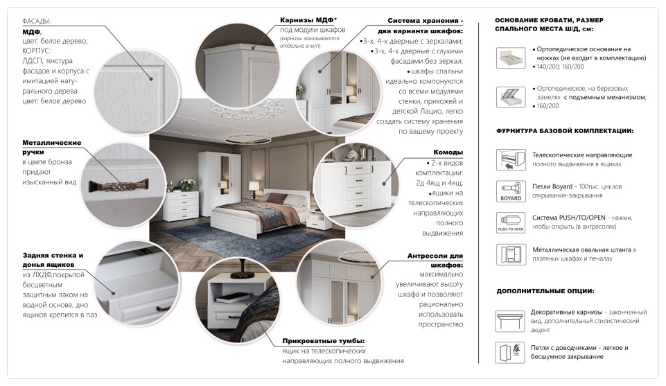 Шкаф 4-х дверный с зеркалом "Лацио"