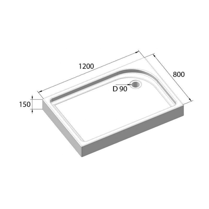 Акриловый поддон для душа BelBagno "Tray 120" R 120Х80Х15