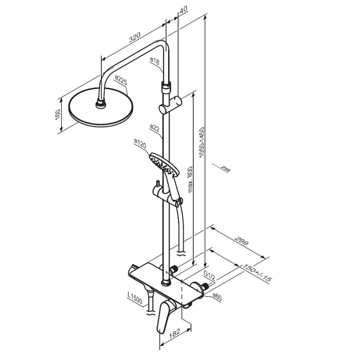 Душевая система Damixa Jupiter 977780300 Черная матовая