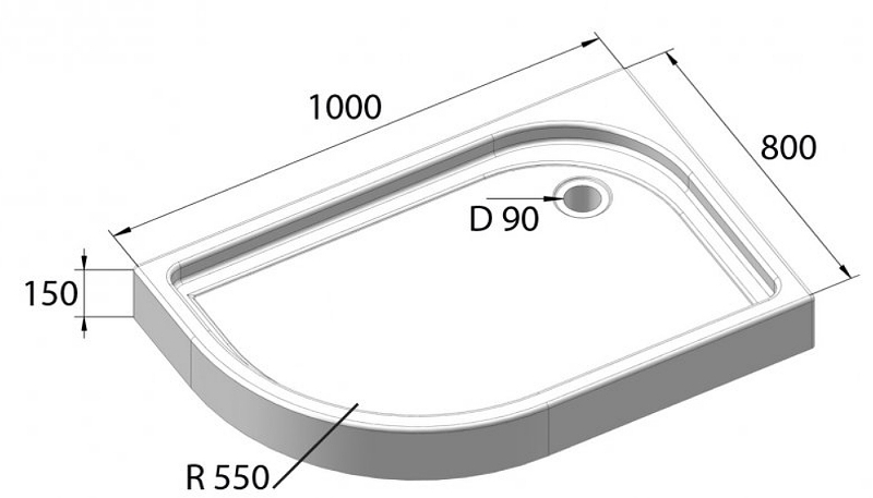 Акриловый поддон для душа BelBagno "Tray 100" R 110Х80Х15