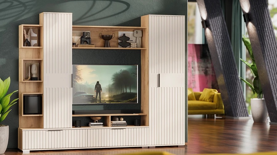 Гостиная «Моника» Дуб Крафт золотой, Кашемир сатин