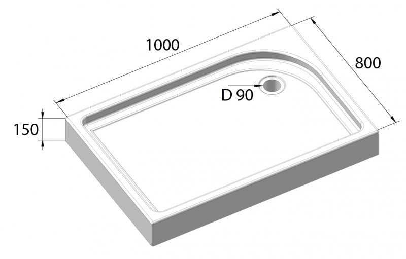 Акриловый поддон для душа BelBagno "Tray 100" R 100Х80Х15