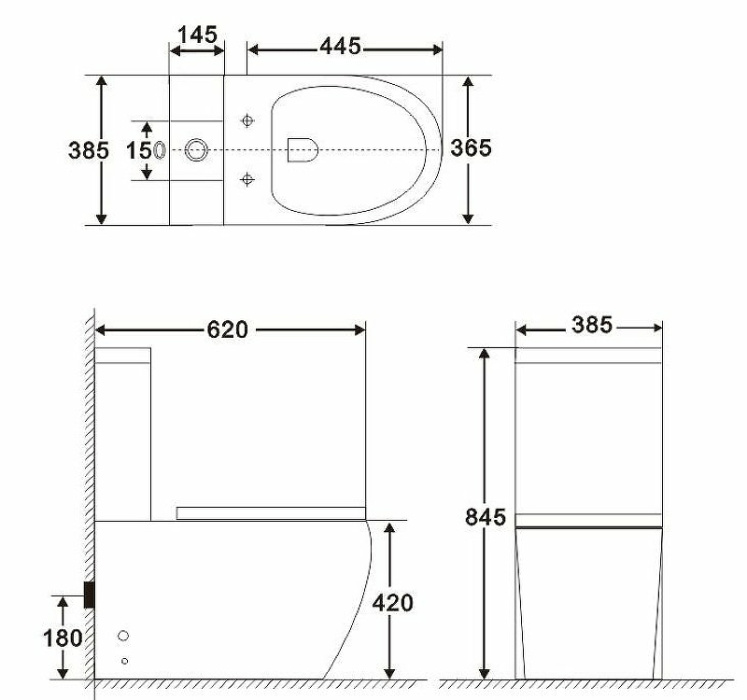 Унитаз напольный BelBagno "Amanda" без бачка и сиденья 385Х620Х845