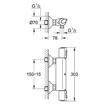 Термостат для душа GROHE "Grohtherm 1000" 34143000