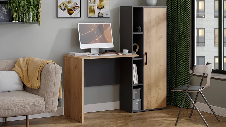 Стол письменный "Бейли" Дуб Крафт золотой, Графит