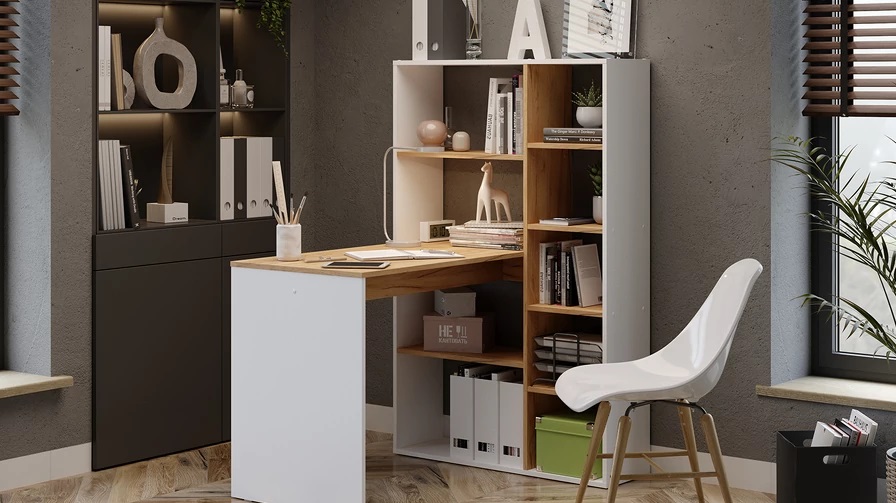 Стол письменный тип 16 Белый Ясень, Дуб Крафт золотой Стол письменный тип 16 Белый Ясень, Дуб Крафт золотой