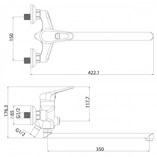 Смеситель для ванны Lemark "Luna" LM4157C