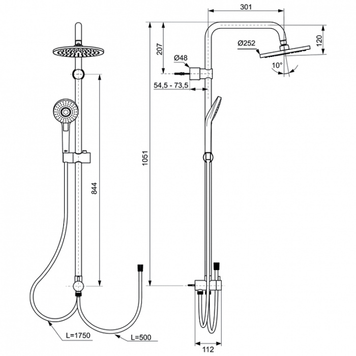 Душевая система Ideal Standard "Idealrain Eco Evo" A6943AA