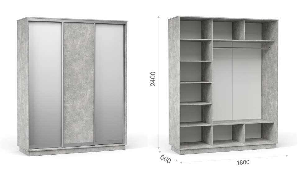 Шкаф-купе "Тетрис" (корпус) 1800/2400 Ателье светлый