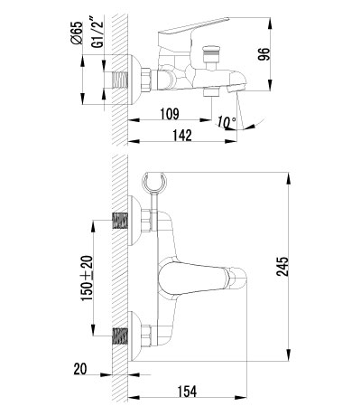 Смеситель для ванны LEMARK "Partner" LM6552C