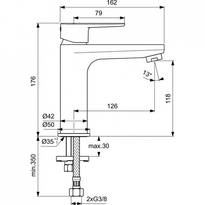 Смеситель для раковины Ideal Standard "Cerafine Model O" BC554AA