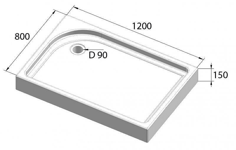 Акриловый поддон для душа BelBagno "Tray 120" L 120Х80Х15