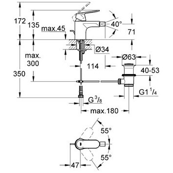 Смеситель для биде GROHE "Eurosmart Cosmopolitan" 32839000