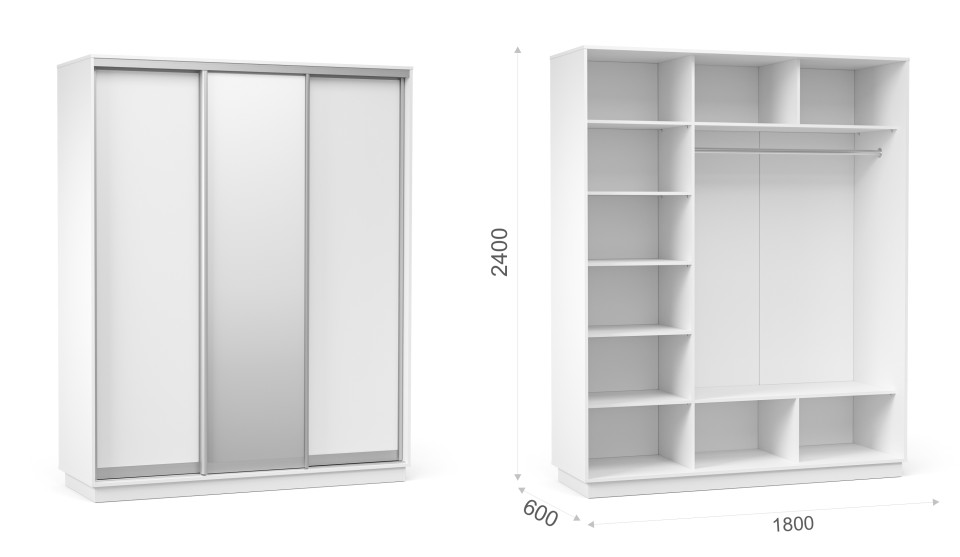 Шкаф-купе "Тетрис" (корпус) 1800/2400 Белый жемчуг