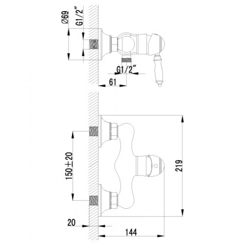 Смеситель для душа Lemark "Villa" LM4803B 