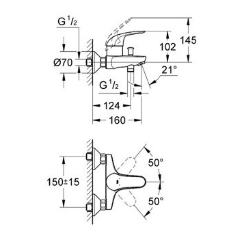 Смеситель для ванны GROHE "Euroeco" 32743000