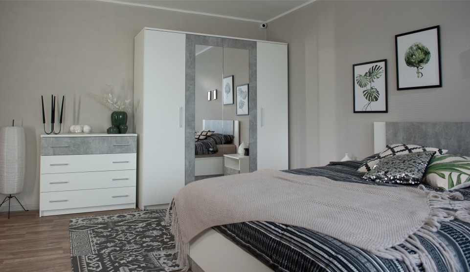 Шкаф 4-х дверный "Аврора" Белый