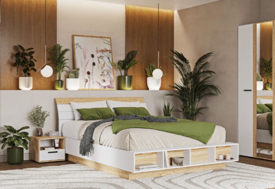 Спальня "Санса" Белый/Дуб сонома Спальня "Санса" Белый/Дуб сонома