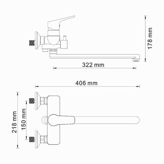 Смеситель для ванны WasserKRAFT "Lippe" 4502L универсальный