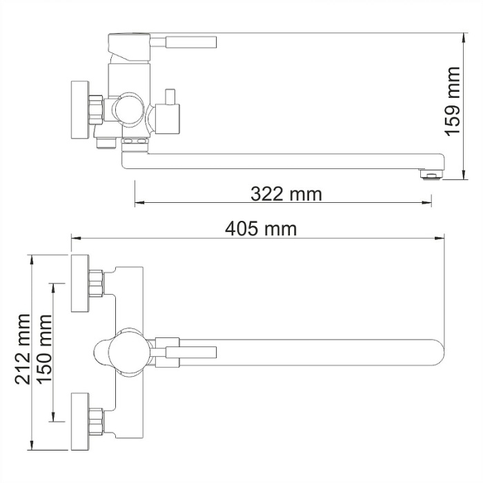 Смеситель для ванны WasserKRAFT "Main" 4102L универсальный