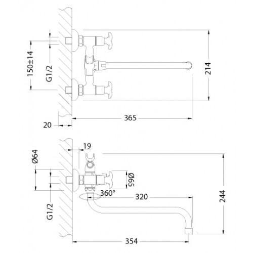 Смеситель для ванны Lemark "Flora" LM0151C