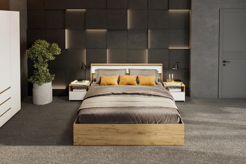 Тумба прикроватная "Некст" Дуб Золотой/Белый