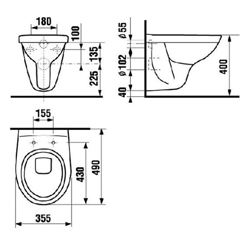 Унитаз подвесной JIKA "LYRA-DINO 2137.2" compact 355Х490Х360