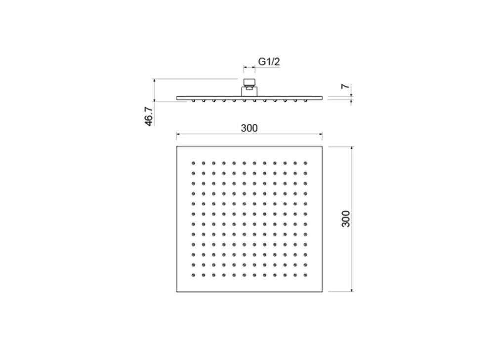 Квадратный верхний душ 300Х300Х7 мм AQ2078CR