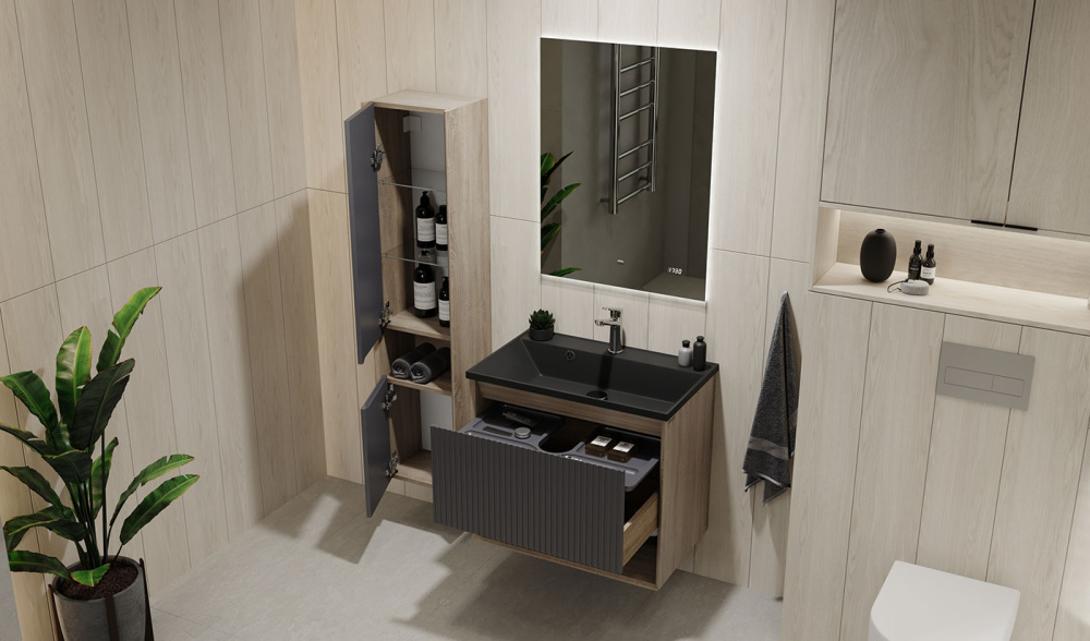 Пенал подвесной Tossony 140 Дуб Самдал/Антрацит