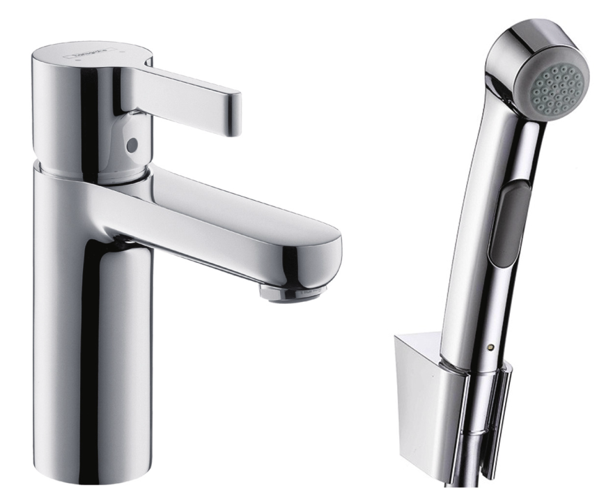 Смеситель для раковины HANSGROHE "Metris S" с гигиеническим душем