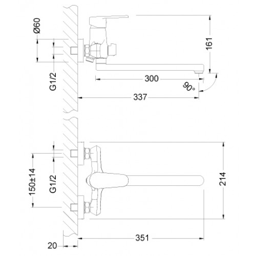 Смеситель для ванны Lemark "Point" LM0351C