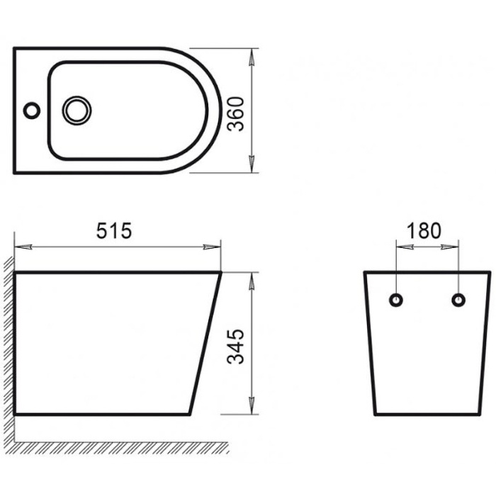 Биде подвесное BelBagno "Flay-R" 365Х515Х345