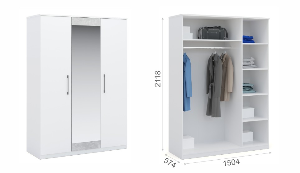 Шкаф 3-х дверный "Аврора" Белый