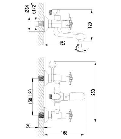 Смеситель для ванны LEMARK "Partner" LM6542C