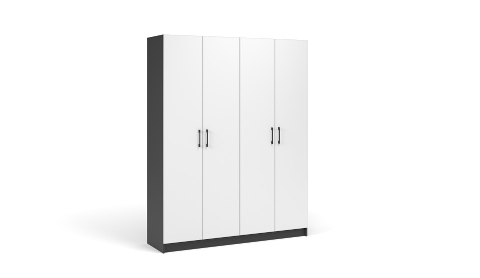 Шкаф 4-х дверный "Чикаго" Белый / Антрацит