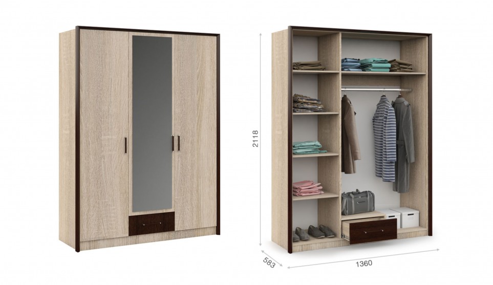 Шкаф 3-х дверный "Эшли" Шкаф 3-х дверный "Эшли"