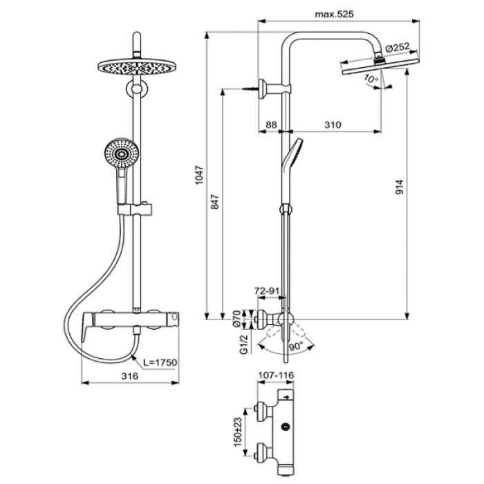 Душевая система Ideal Standard "Idealrain Eco Evo" B2266AA