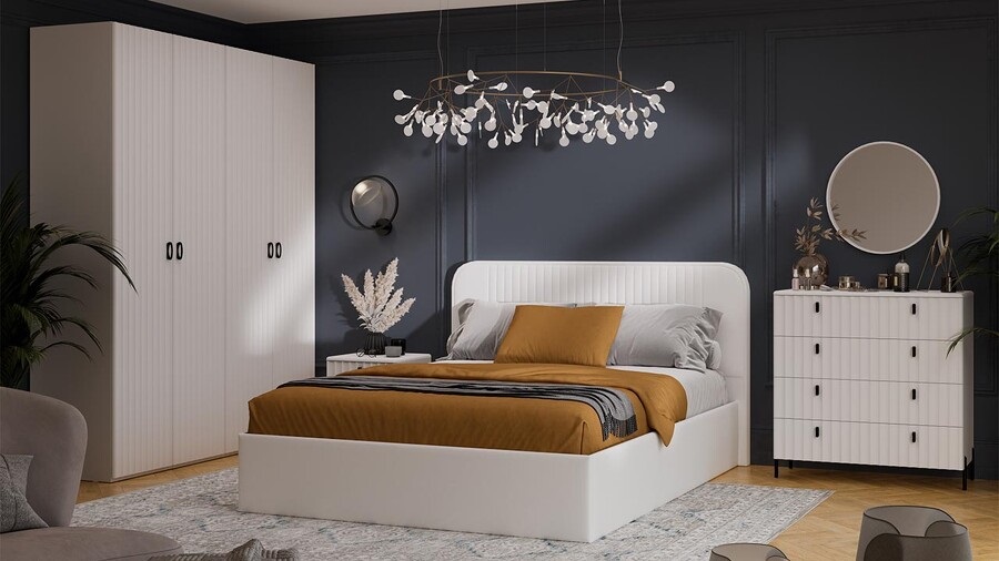 Спальня «Тиффани» Белый Жемчуг, Белый софт