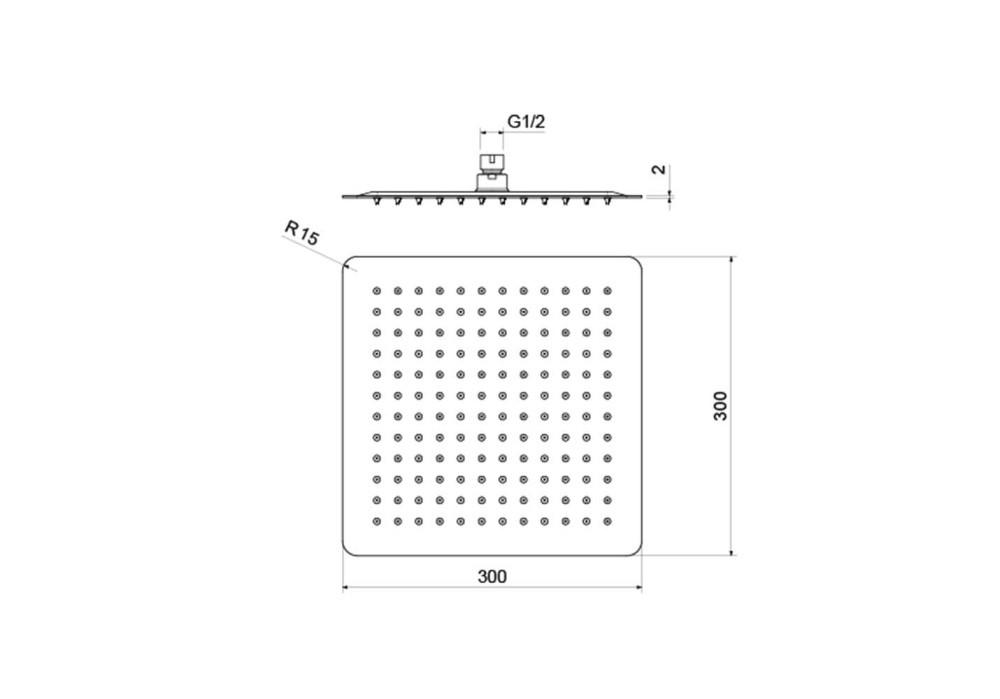 Квадратный верхний душ 300Х300Х2 мм AQ2074CR
