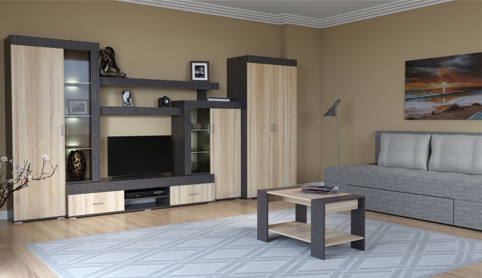 Стенка "Марк" Тик / Дуб сонома СНЯТО С ПРОИЗВОДСТВА