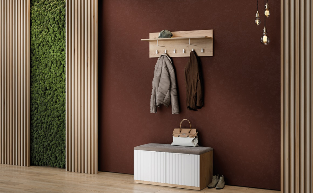 Прихожая "Хилтон" № 11 Дуб Крафт золотой, Белый матовый