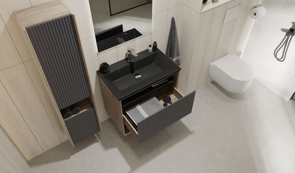 Пенал подвесной Tossony 140 Дуб Самдал/Антрацит