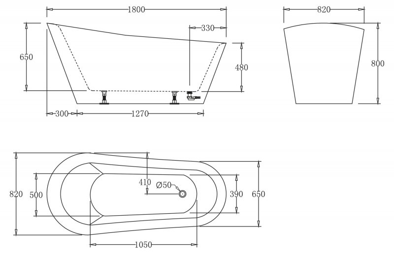 Ванна акриловая отдельностоящая BELBAGNO BB63-180Х87