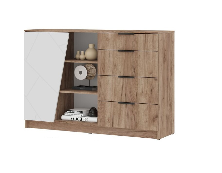 Комод "Орегон" 1400 КМ 01 Белый/Дуб крафт табачный