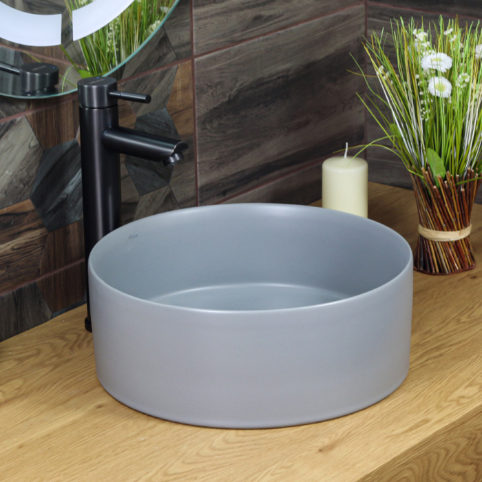 Раковина накладная MELANA MLN-320357MG матовая серая 358Х358Х137